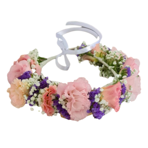 זר לראש סגול ורוד לבן